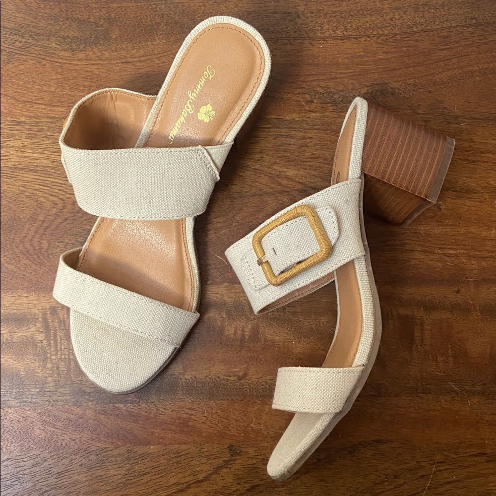 Tommy Bahama Trista Linen Block Heel Sandals - Picture 9 of 9